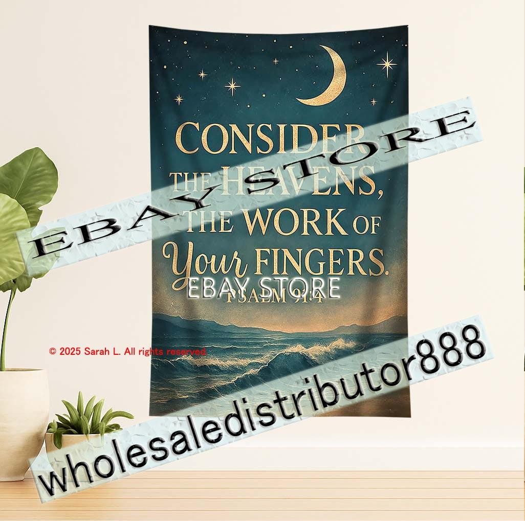 Tapestry Consider The Heavens Stars Ocean night Photo Backdrop 59X82 in