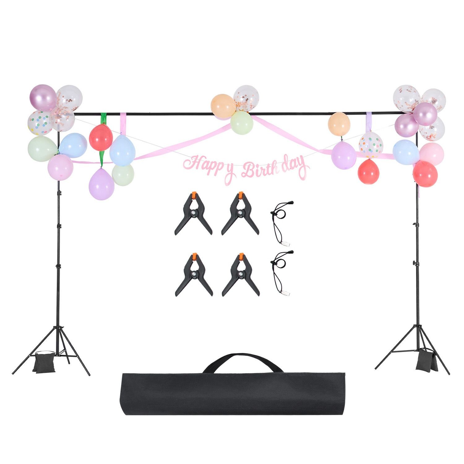 10x10ft Adjustable Backdrop Stand with 4 Crossbars, Heavy Duty Steel Frame