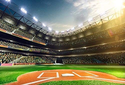 7x5ft Baseball Photo Backdrop – Green Field Stadium for Baby Shower, Birthday Pa