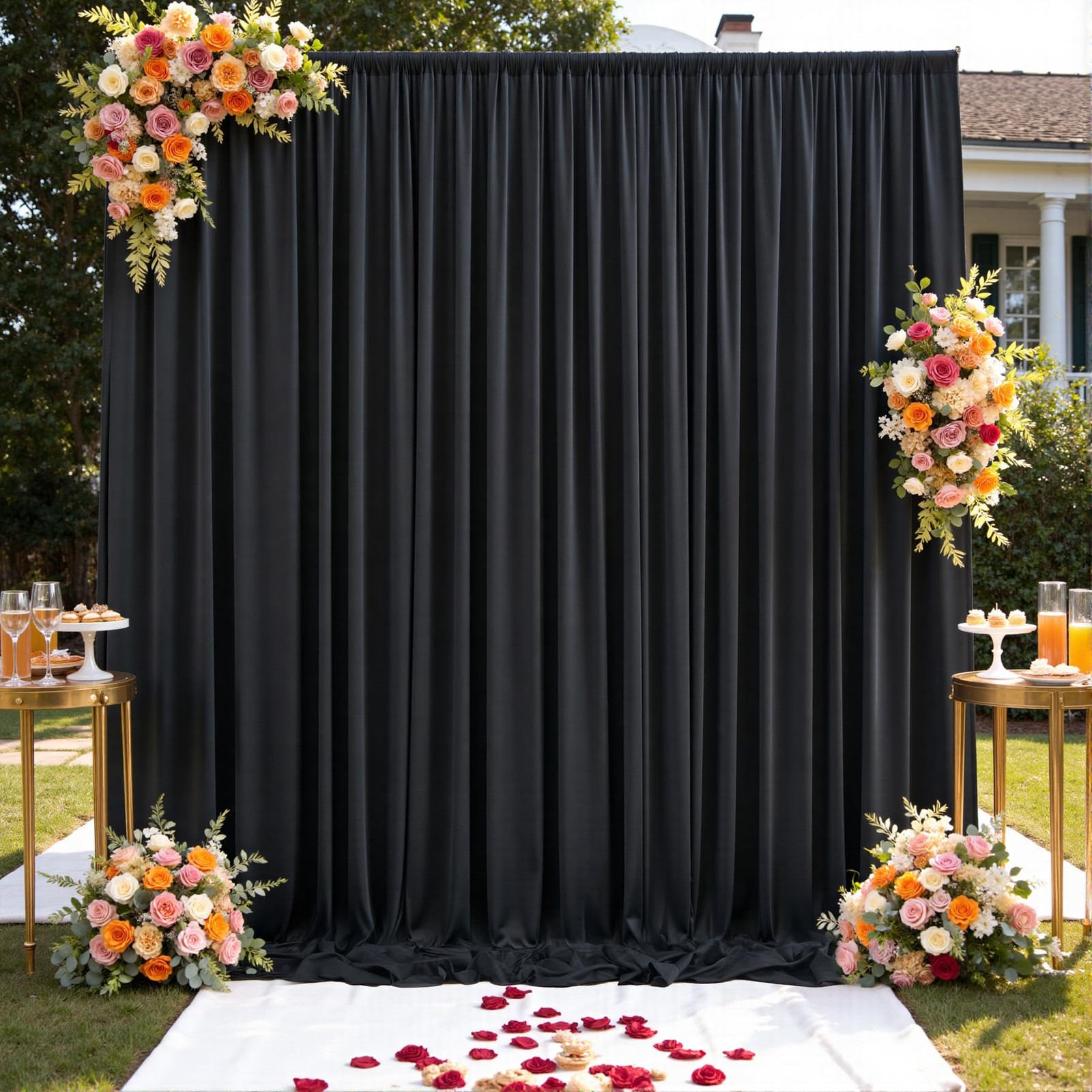 20x10FT Black Backdrop Curtains for Parties – 4 Panels 5x10FT Polyester Backd…