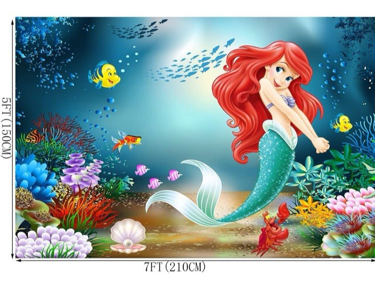 The Little Mermaid Photo Backdrop Under the Sea 7ft X 5ft, Princess Ariel, NIB