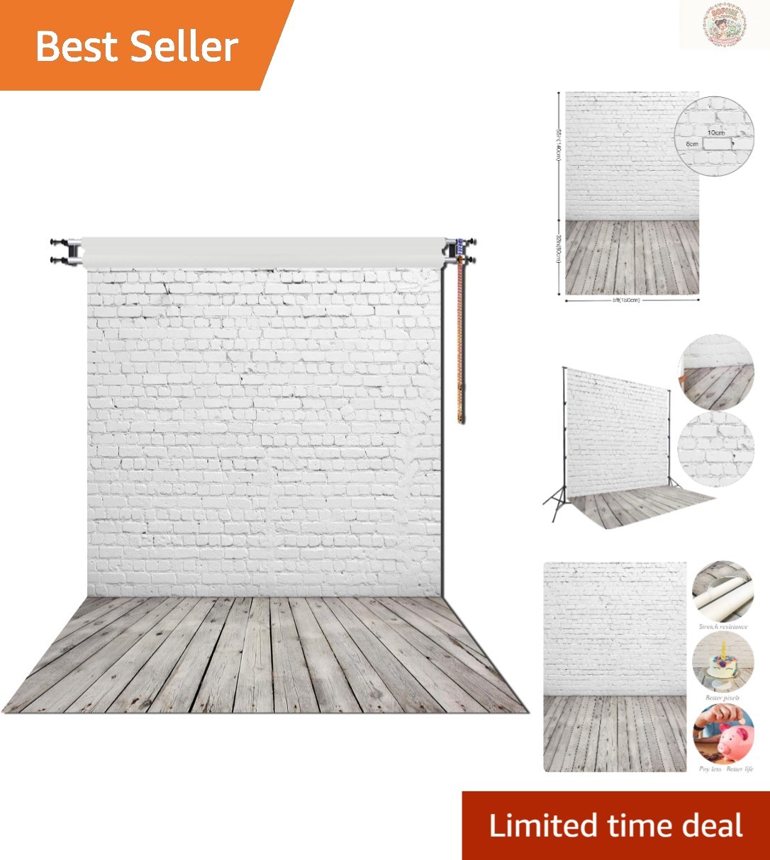 High-Quality 5x7ft Brick Wall with Gray Wooden Floor Photography Backdrop