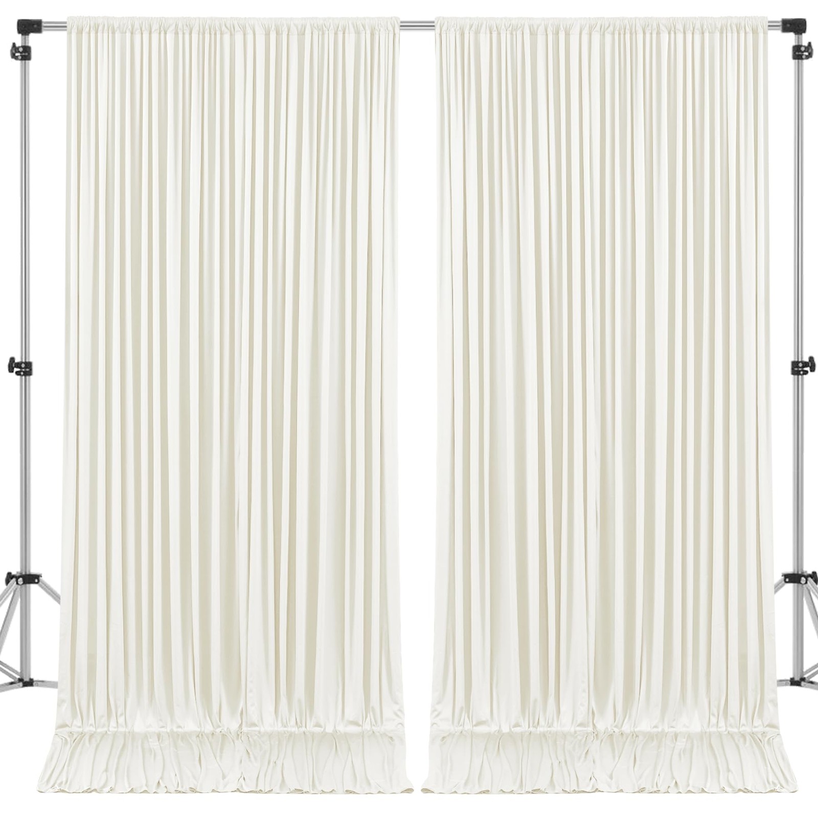 10ft x 8ft Photo Backdrop Curtains Ivory Wrinkle-Free Polyester Fabric Backdr…