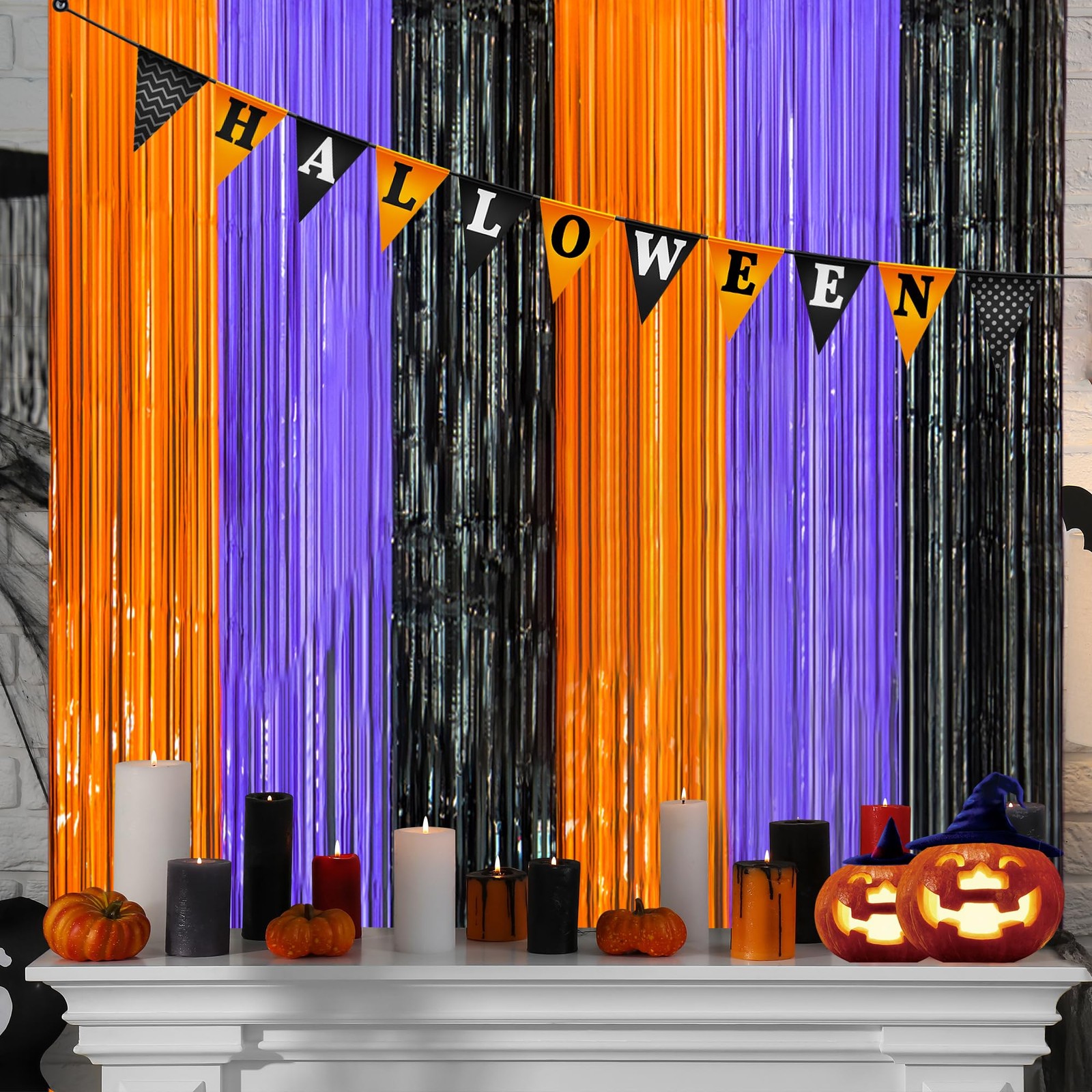 OHOME Halloween Decorations – 3.3ft x 6.56ft, Black orange purple