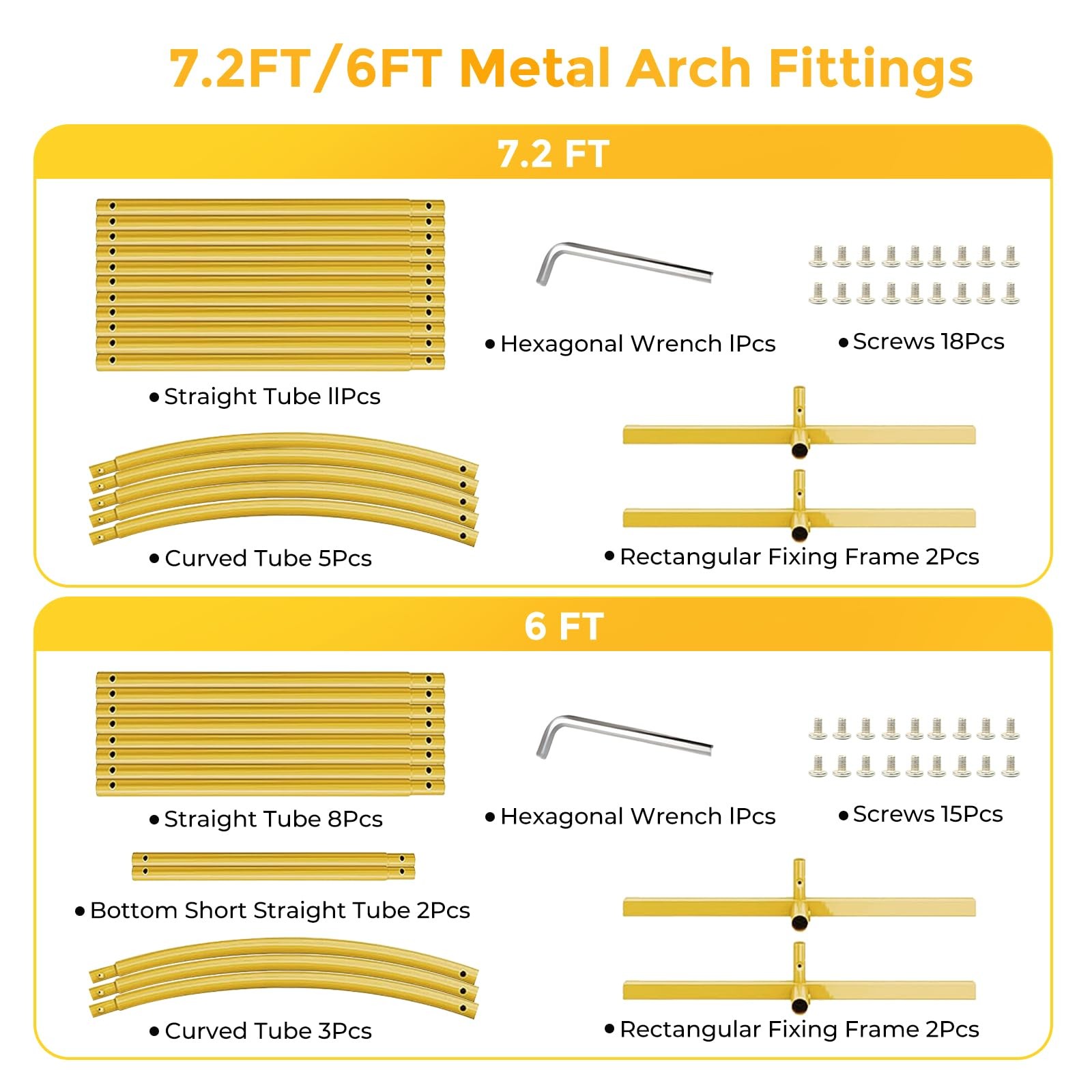 Metal Arch Backdrop Stand, 7.2FT+6FT Wedding Arch Frame, Gold Wedding Arch Ba…