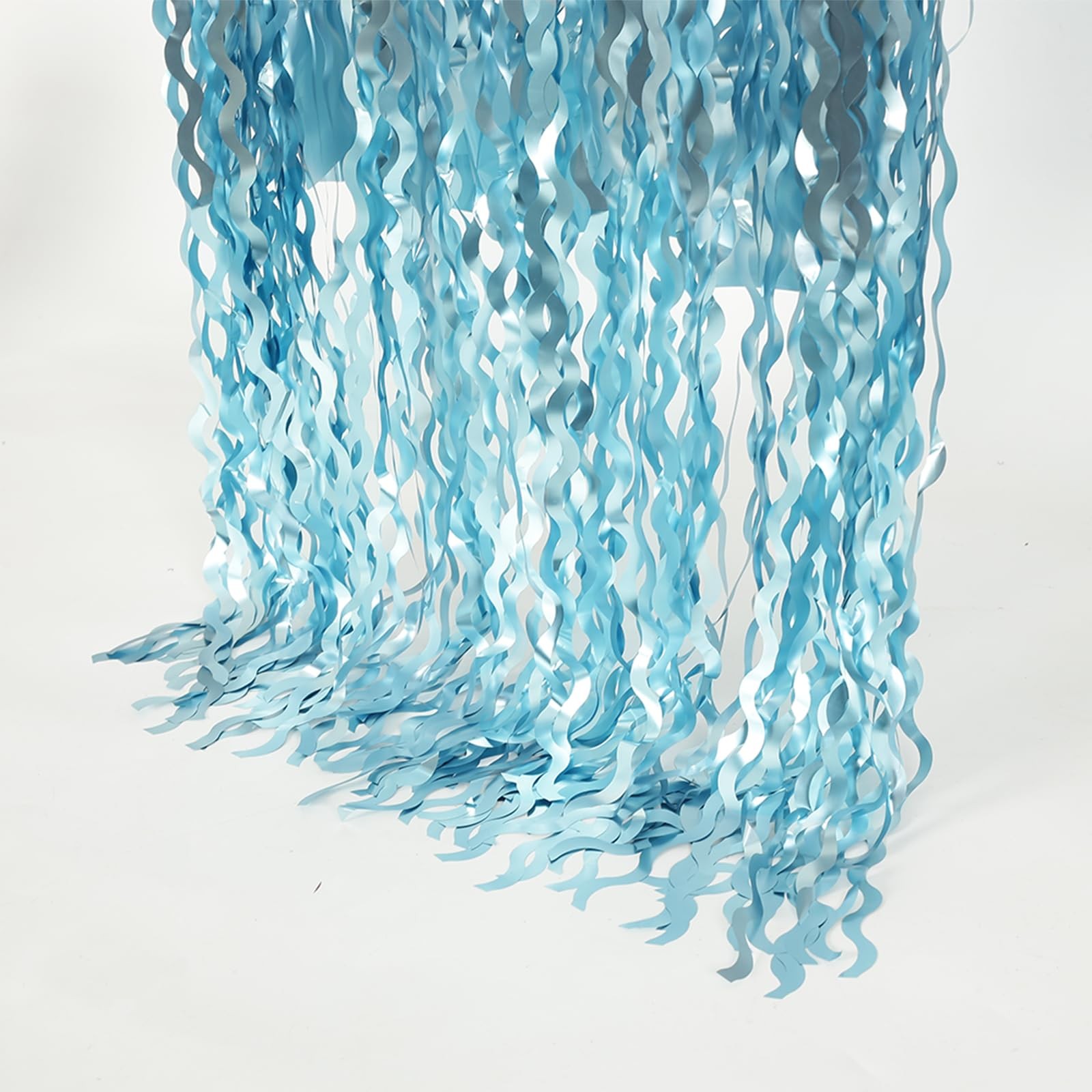 4 Pack Wavy Blue Foil Fringe Curtain 3.3×6.6 Feet | 3.3ft*6.6ft,