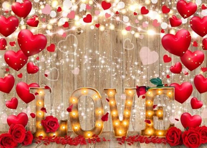 7X5ft Valentine’s Day Backdrop Red Love Heart Valentine’s Day Backdrop