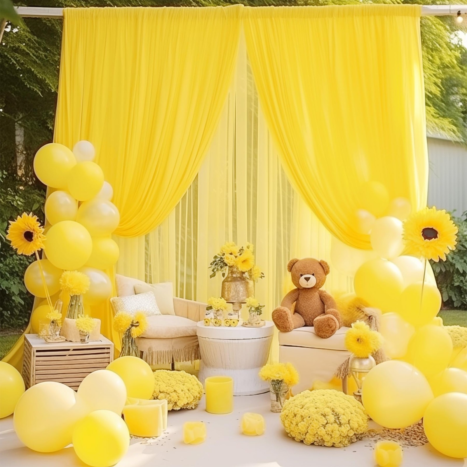 8x10Ft Yellow Backdrop Curtains WrinkleFree Polyester Photography Drapes
