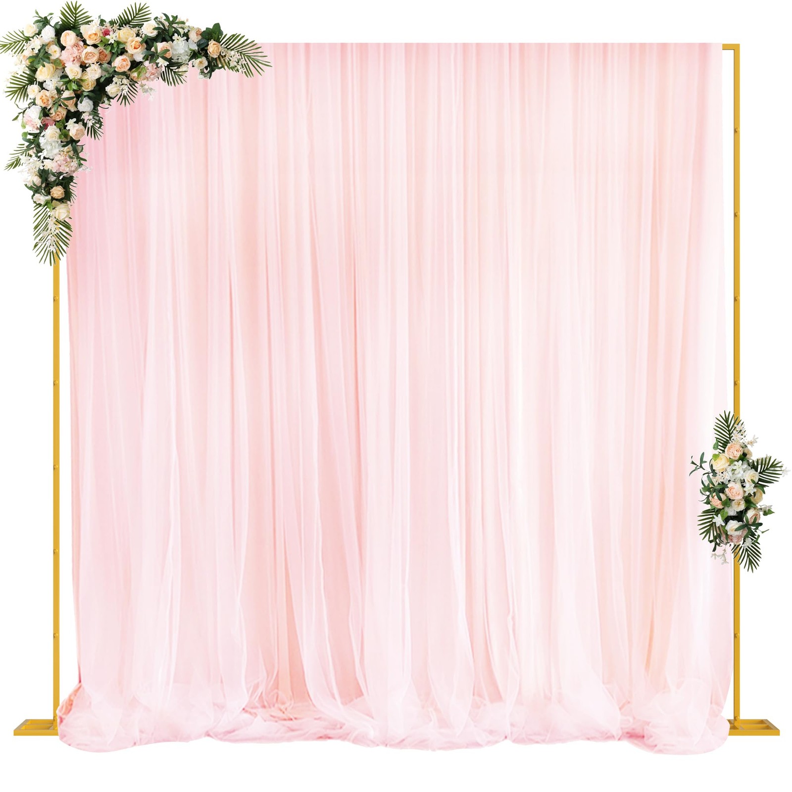 Fomcet 10FT x 10FT Backdrop Stand Heavy Duty with Base, Gold Portable Adjusta…