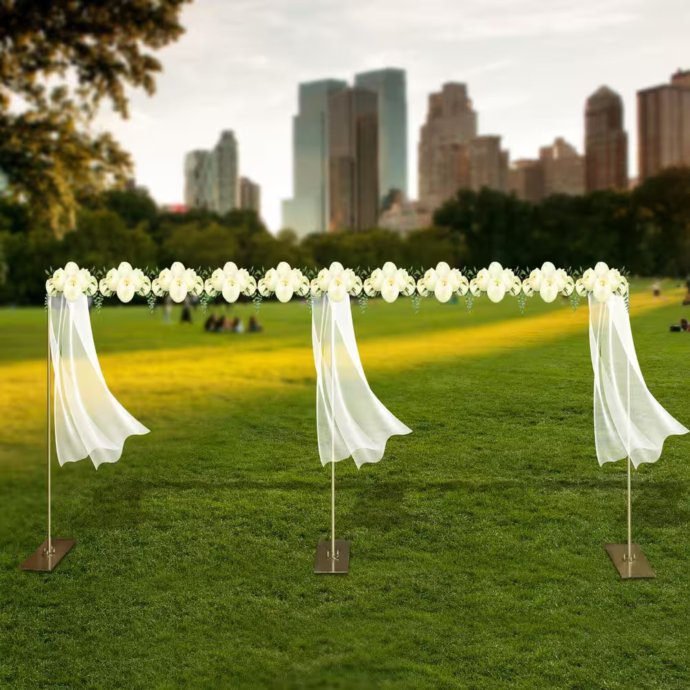 118.2 In. X 236.4 In. Heavy-Duty Wedding Backdrop Stand Kit with Metal Steel Bas