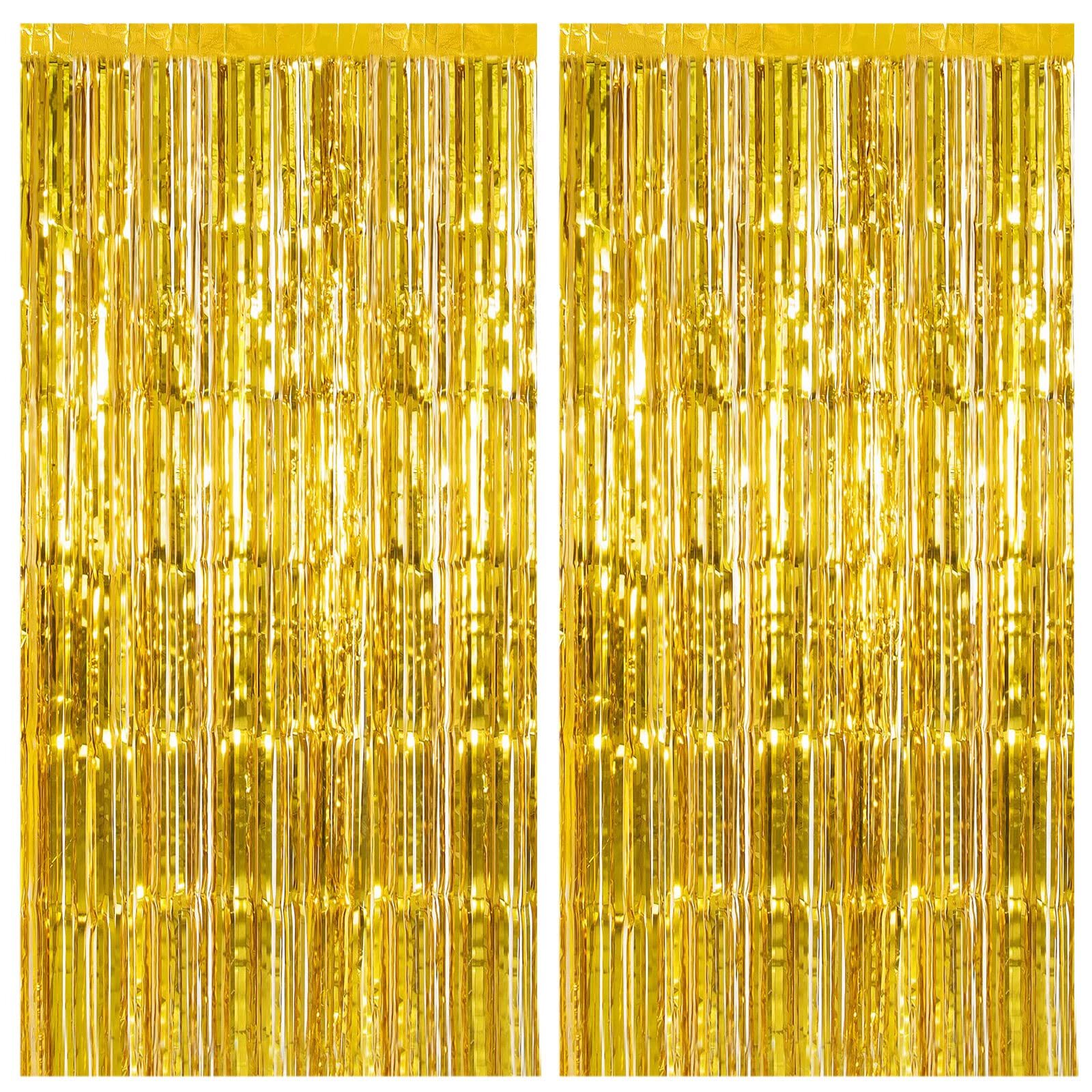 2 Pack Gold Fringe Streamers Party Decor Foil Curtain Backdrop Birthday Decor