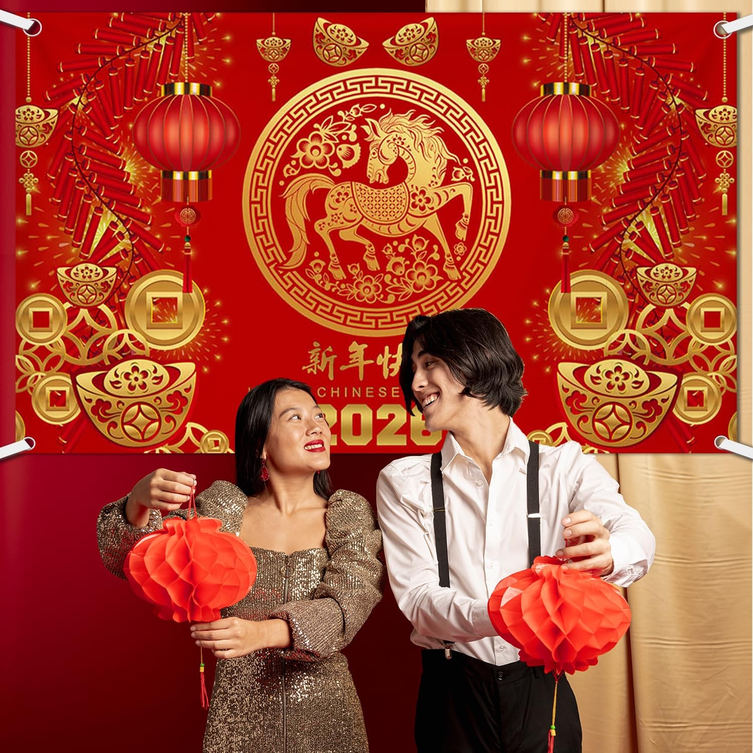 AIBIIN 2026 Happy Chinese New Year Backdrop 2026 Lunar Year of The Horse Luck…