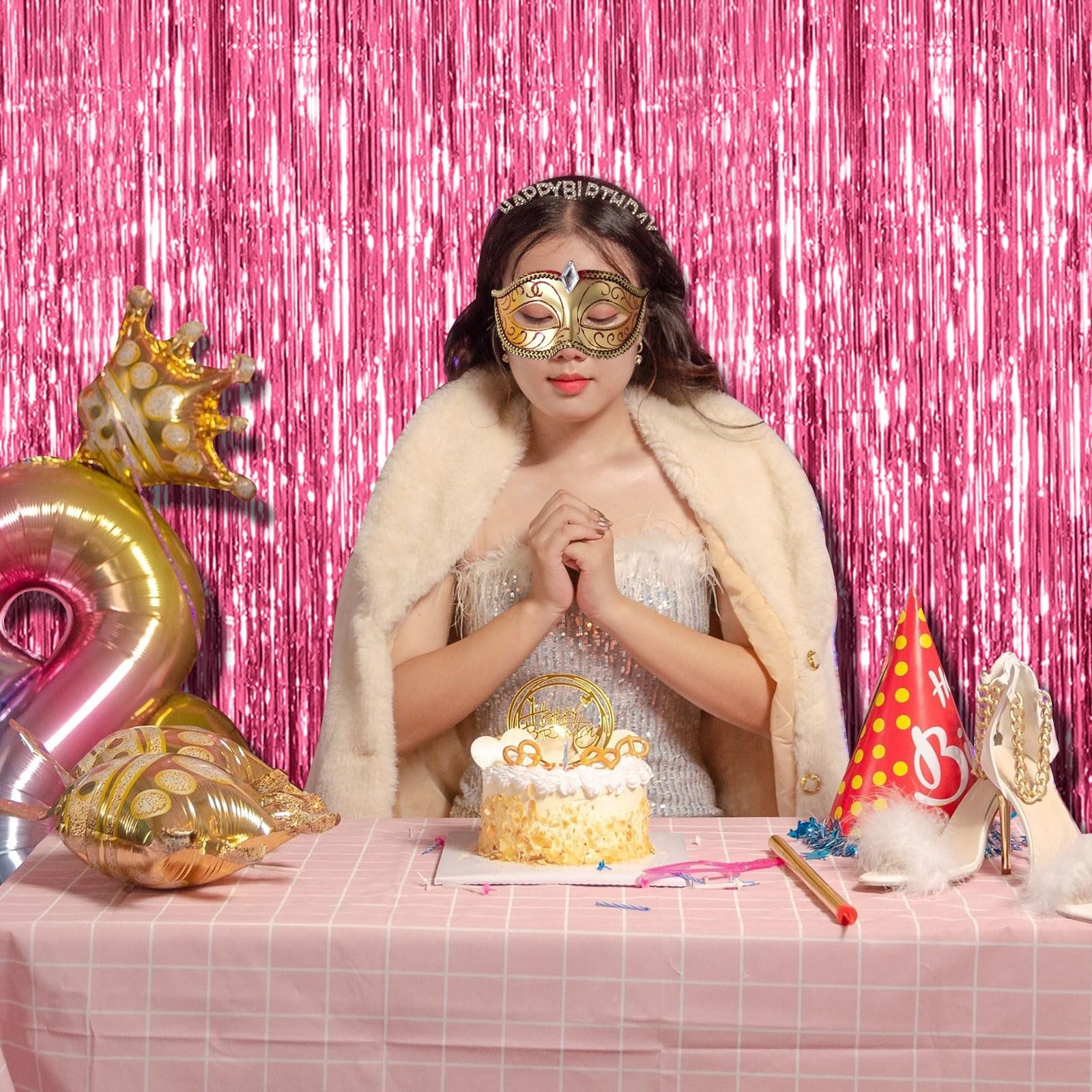 2 Pack Pink Backdrop Party Decorations 39.4″w X 78.7″l (Pack of 2),
