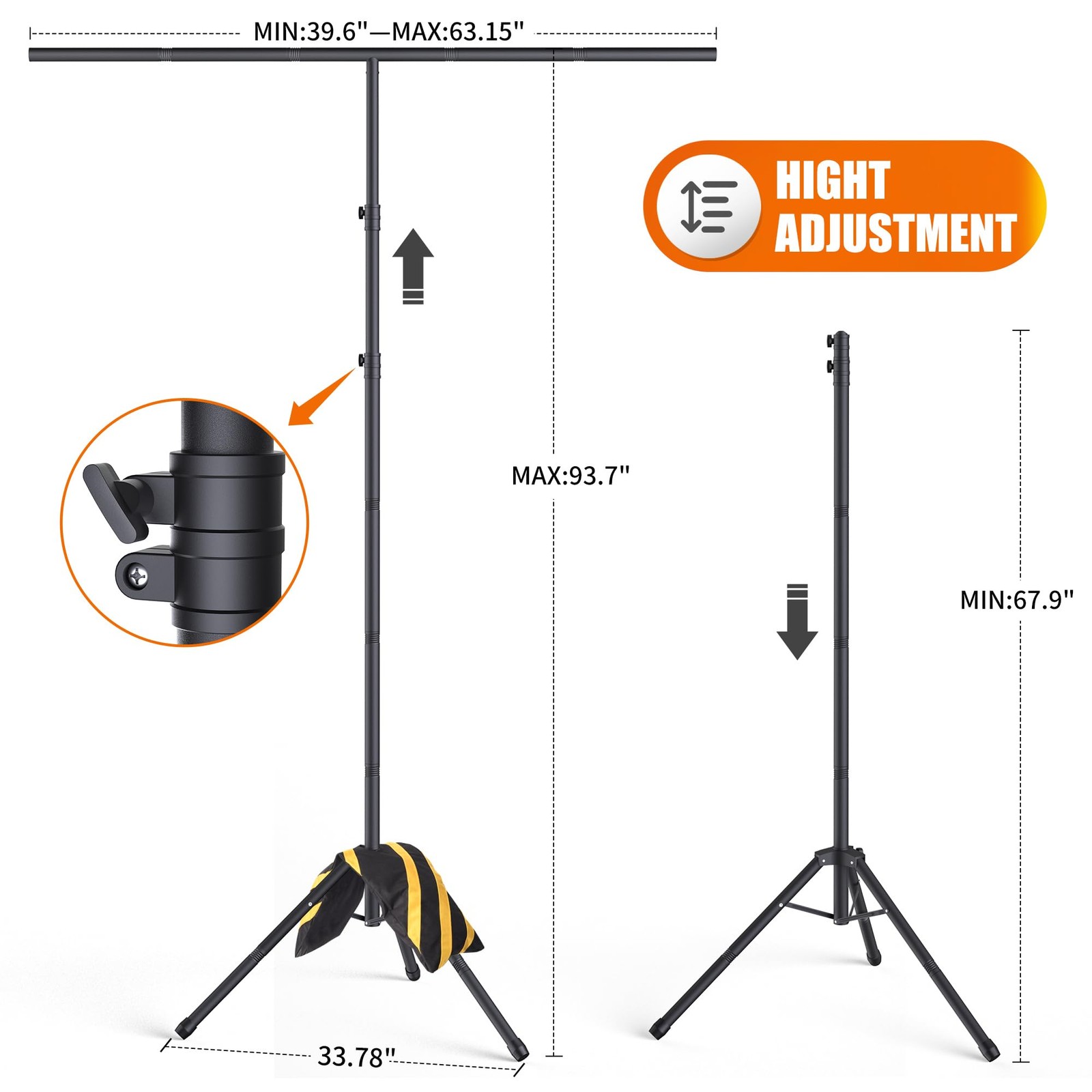 Portable T-Shape Backdrop Stand Support Kit 8×5.3ft, Adjustable Photo Green S…