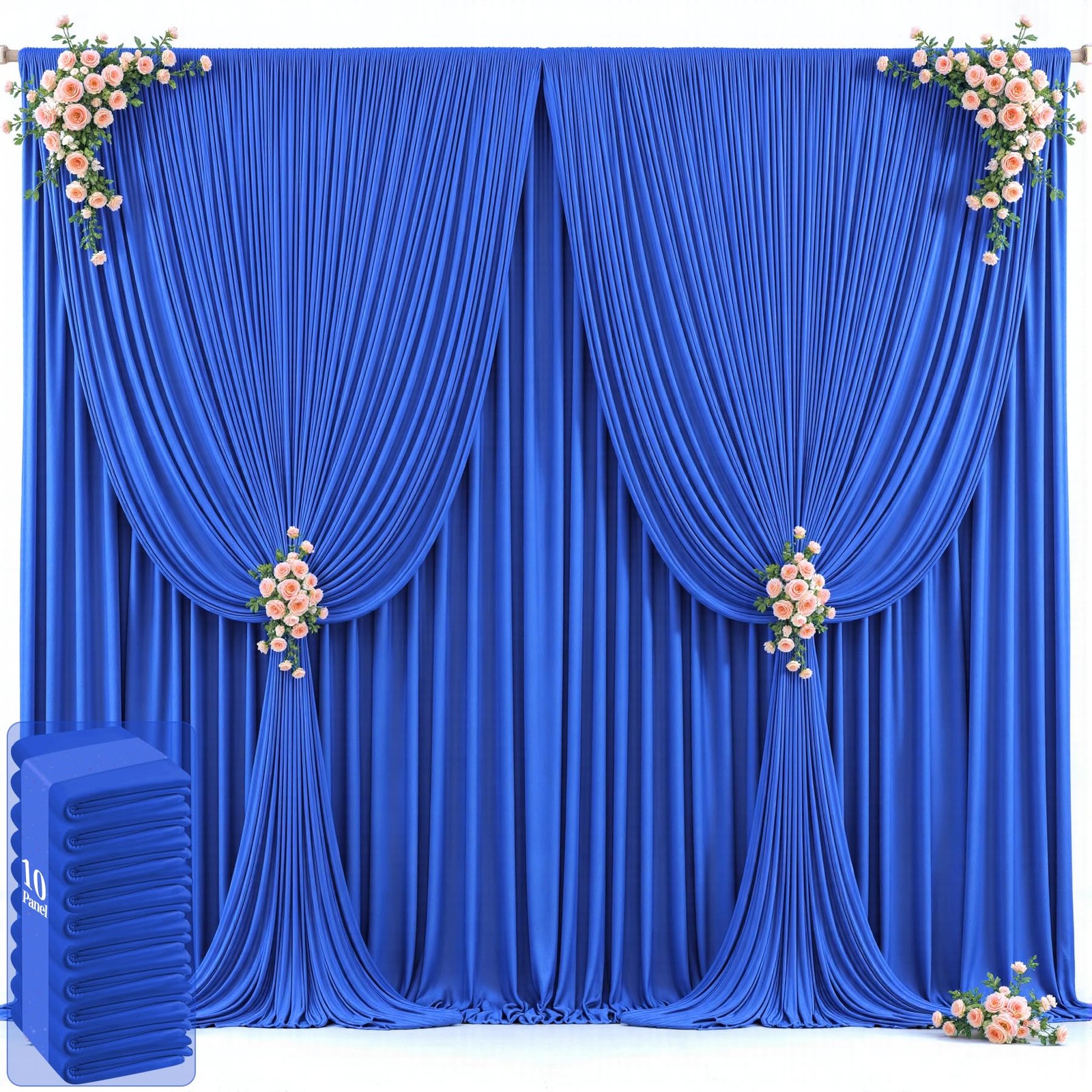 50ft x 12ft Royal Blue Backdrop 50FTx12FT (W5’xH12′, 10 Panels),