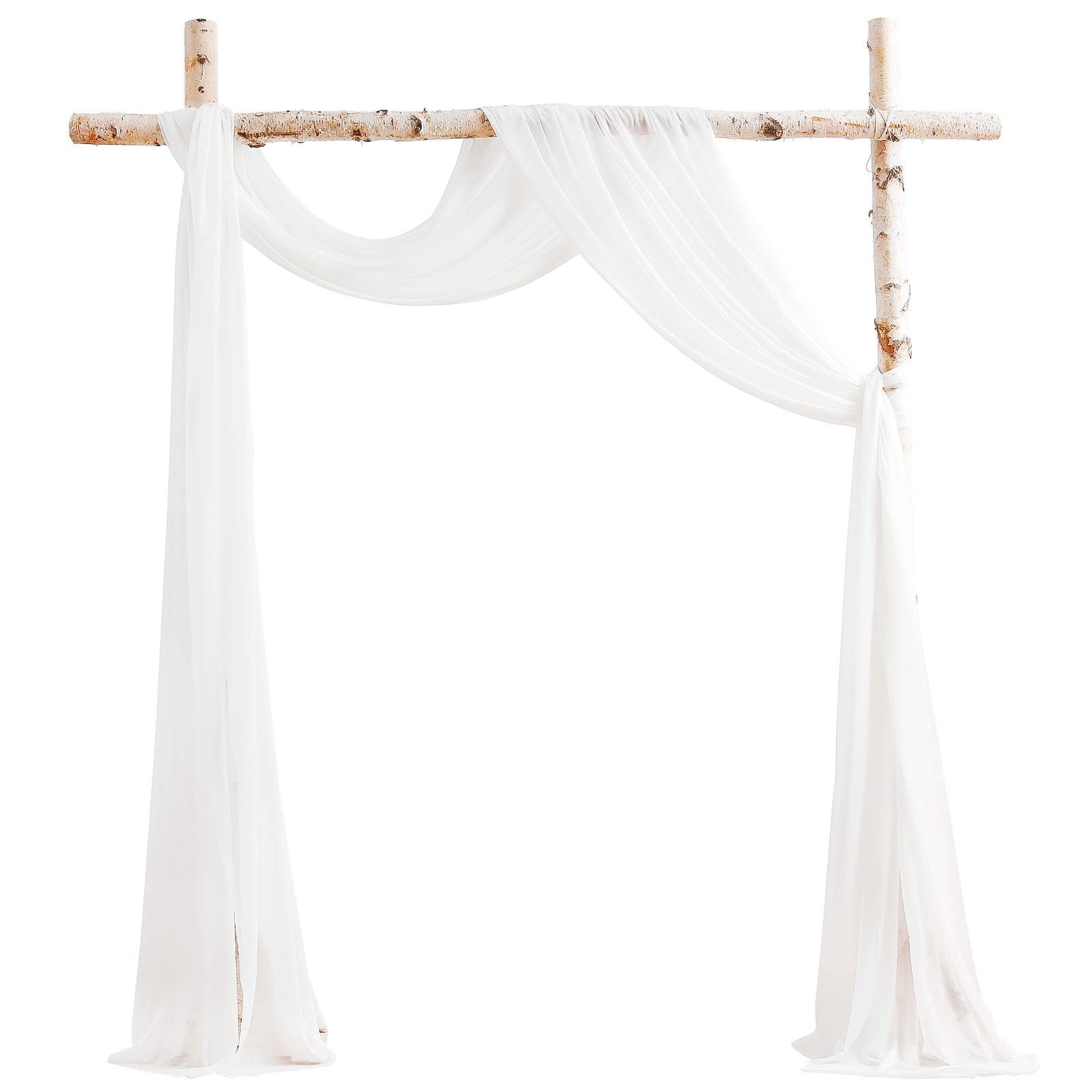 Wedding Arch Draping Fabric 2 Panels 20Ft White Chiffon Fabric Drapes Arbor D…