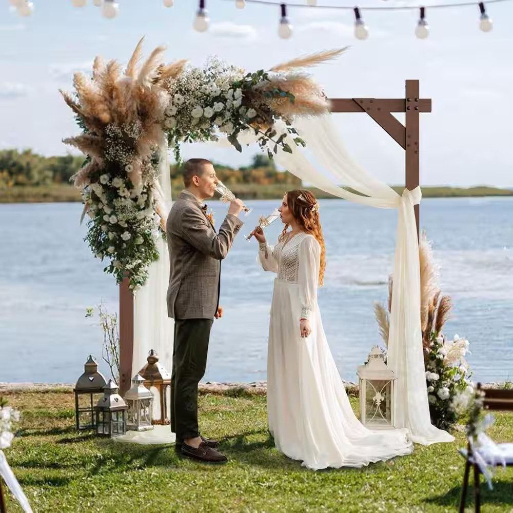 89.76 In. X 89.76 In. Wooden Square Wedding Arbor Arch Backdrop Stand for Outdoo