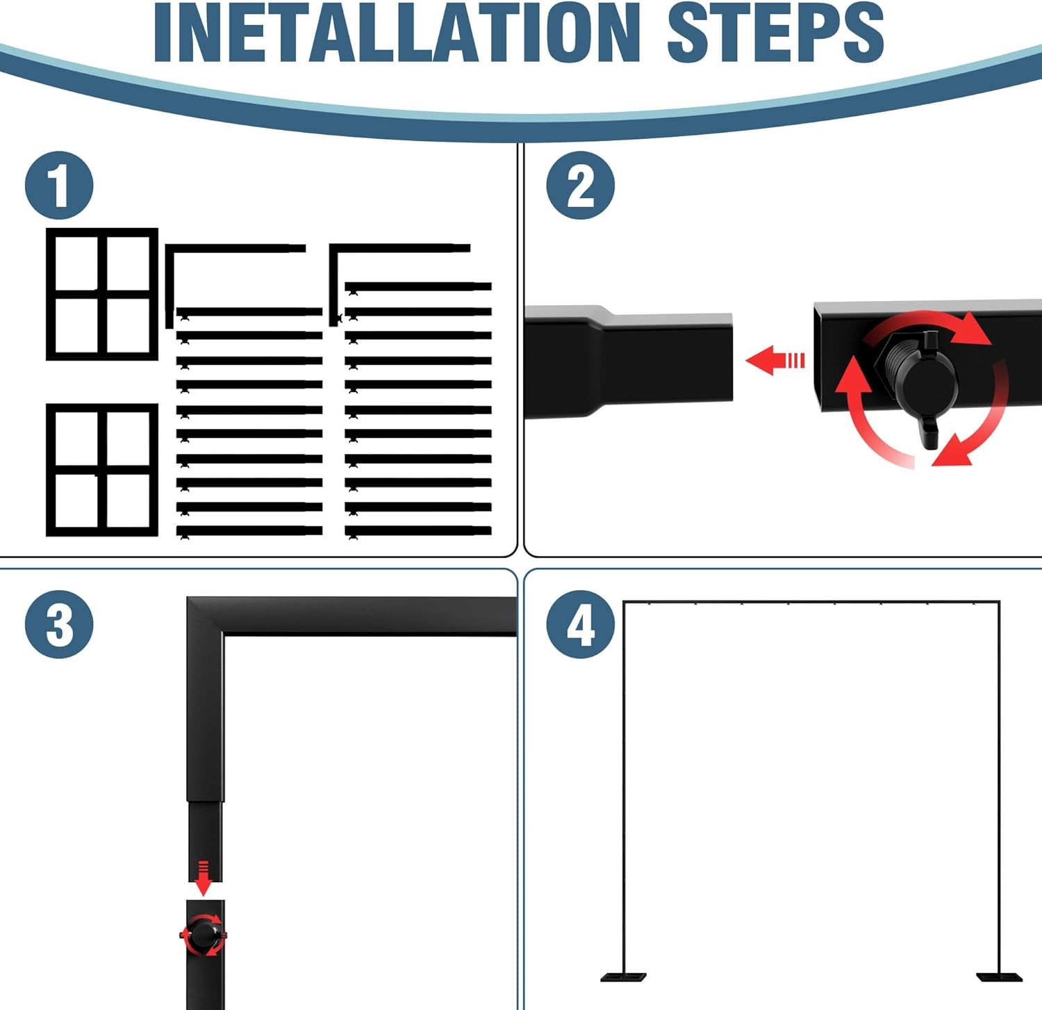 10 FT Backdrop Stand Heavy Duty Pipe and Drape Kit, Adjustable Black Backdrop St