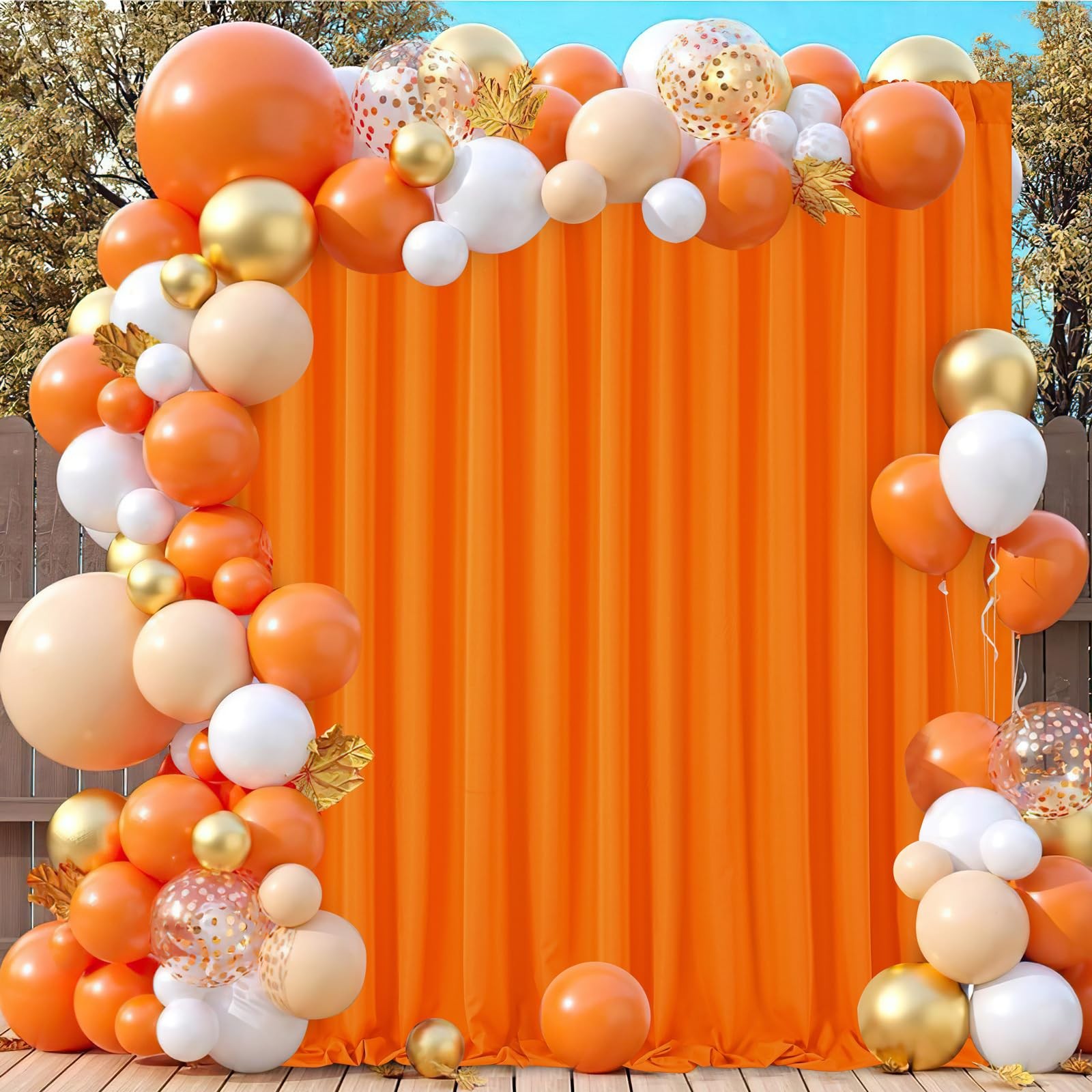10×8 Ft Orange Backdrop Panels Polyester Curtains Fabric Wall Stage Drapes