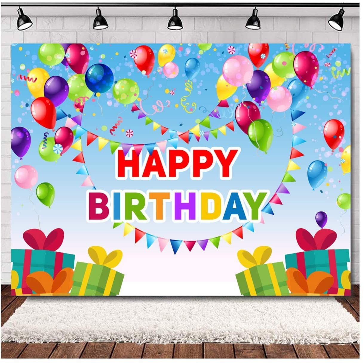 Colorful Happy Birthday Theme Photography Backdrop 5×3 feets, multicolor
