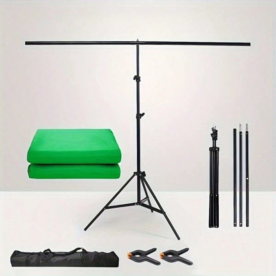 Pro Photography Green Screen Backdrop Kit Foldable Stand for Studio Live Streami