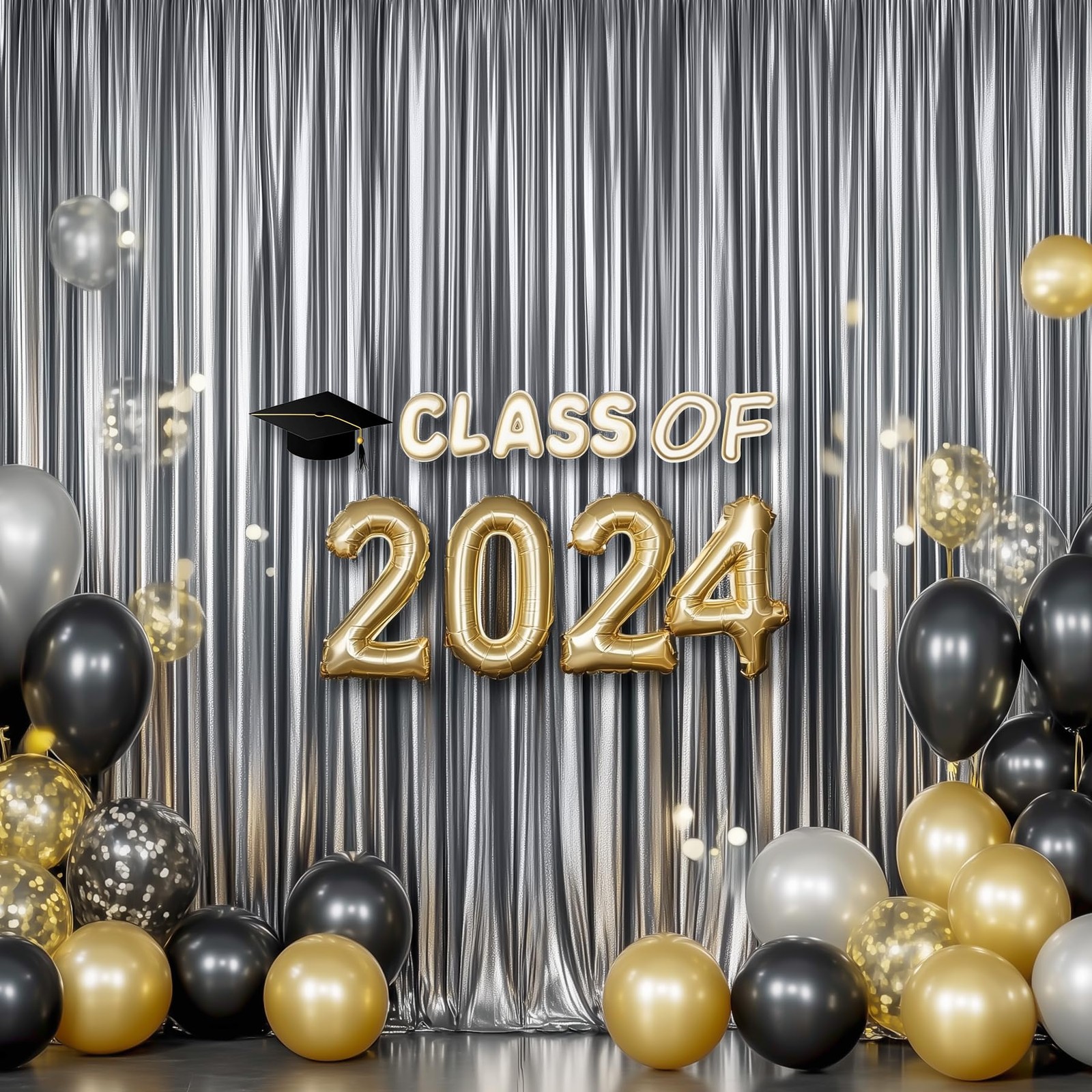 Thick 10 ft x 10 ft Black Silver Sequin Backdrop Curtain for Parties Wrinkle …