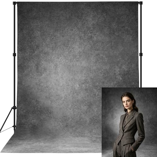 8×10 ft Vintage Grey Photo Backdrop,Classic Abstract Texture Gray Black