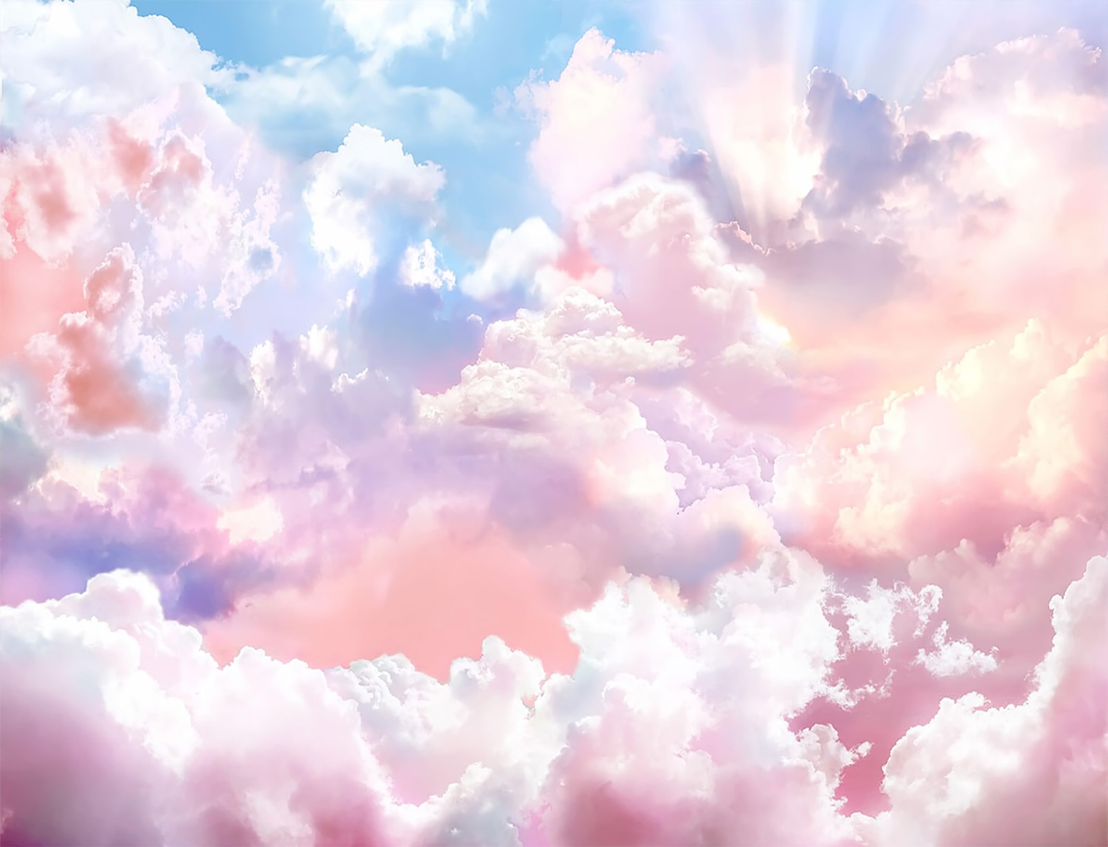 10x8ft Pastel Cloud Photo Backdrop Rainbow Cloud Background for Photography
