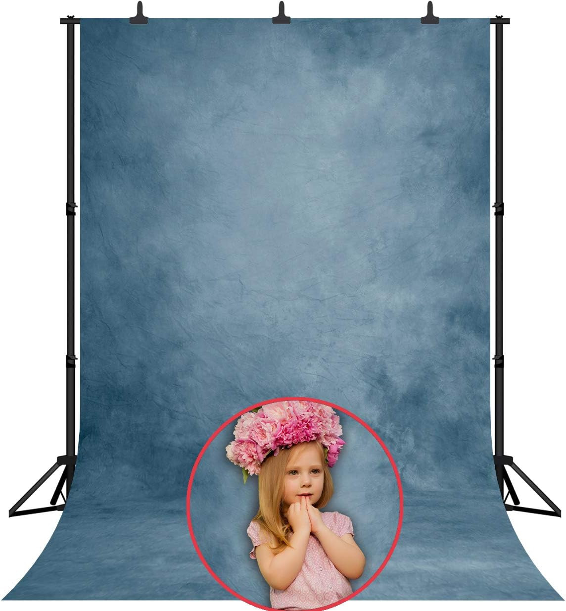 5X7Ft Graduation Backdrops for Photography Retro Abstract Blue Solid Color Art