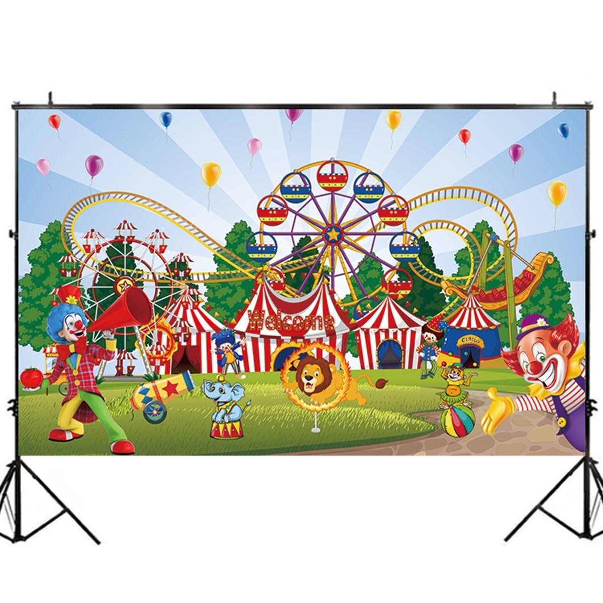 LOONELO Large Circus Carnival Backdrop with 70.8 inches x 43.3 inches, Blue