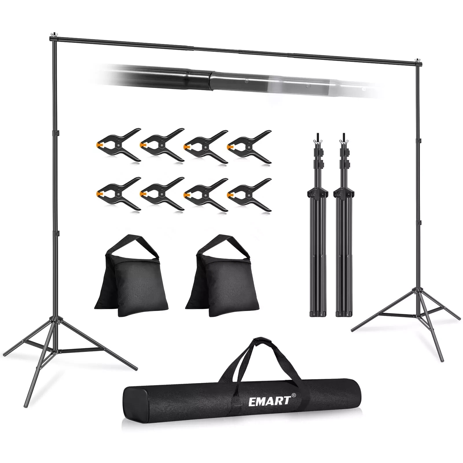 EMART! Backdrop Stand 10x7ft(WxH) Photo Studio Adjustable Background Stand…