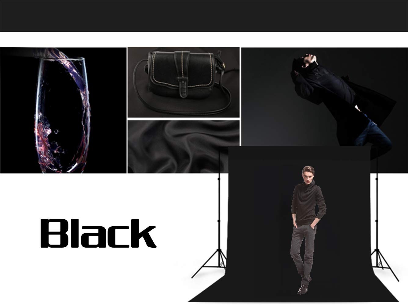 Black Backdrop for Photoshoot, Professional Photo 5X7 FT,