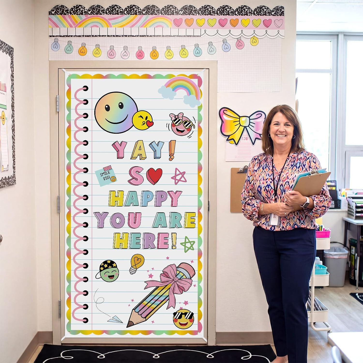 Classroom Welcome Door Cover Composition Notebook Back to School Banner Welcome
