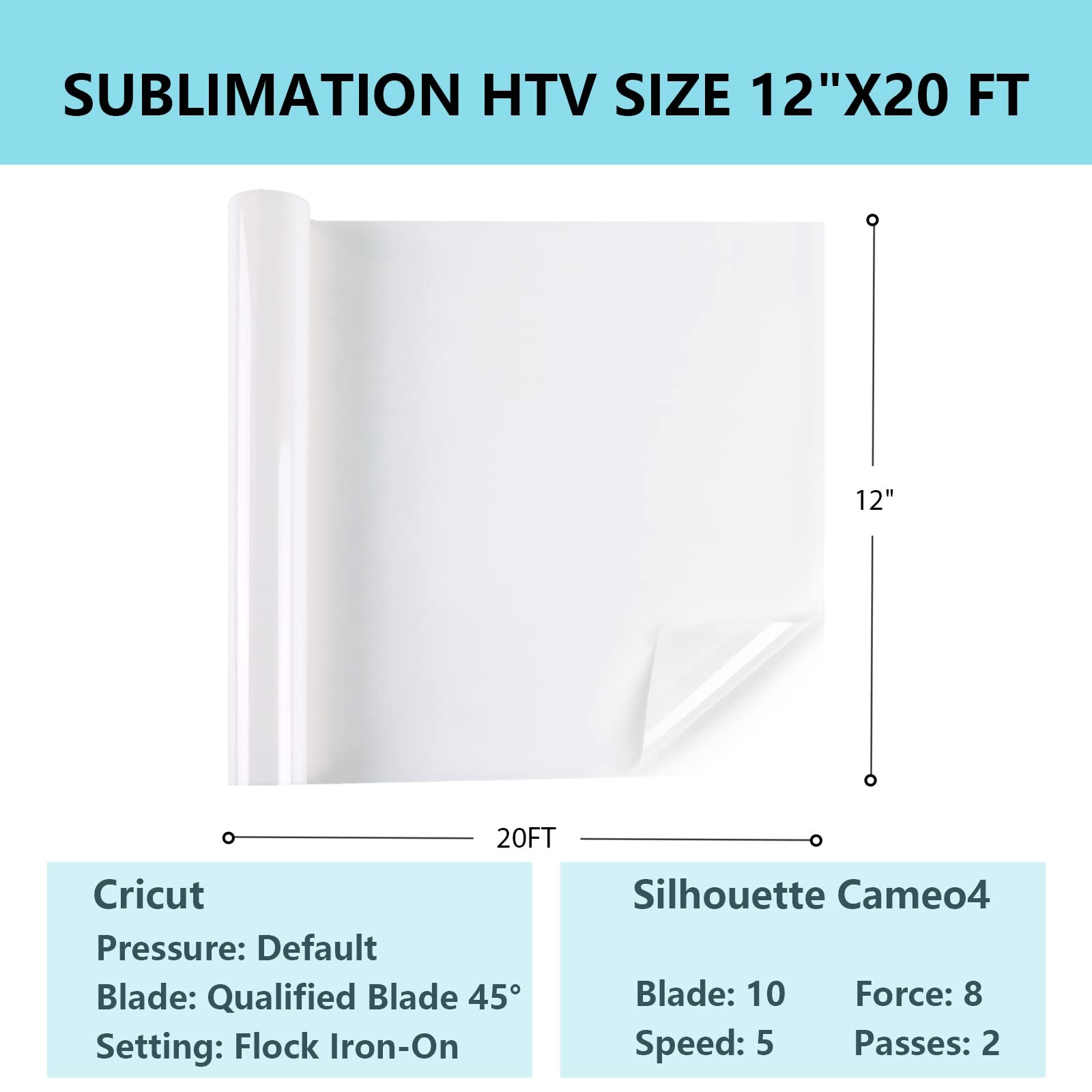 Sublimation Vinyl for Dark/Light Fabric – 12″ X 20FT Sublimation HTV Matte – …