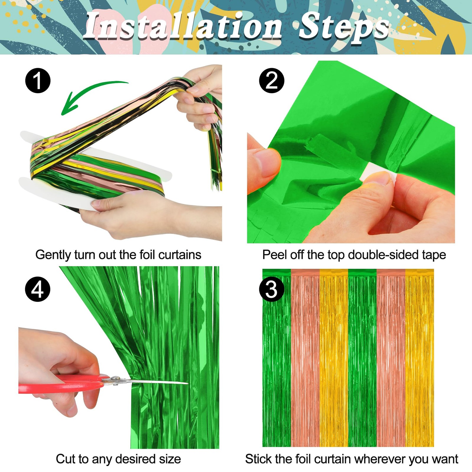 ZATAYE 2 Pack Green Brown Yellow Hawaiian Luau Foil 2 PCS, Hawaii Color