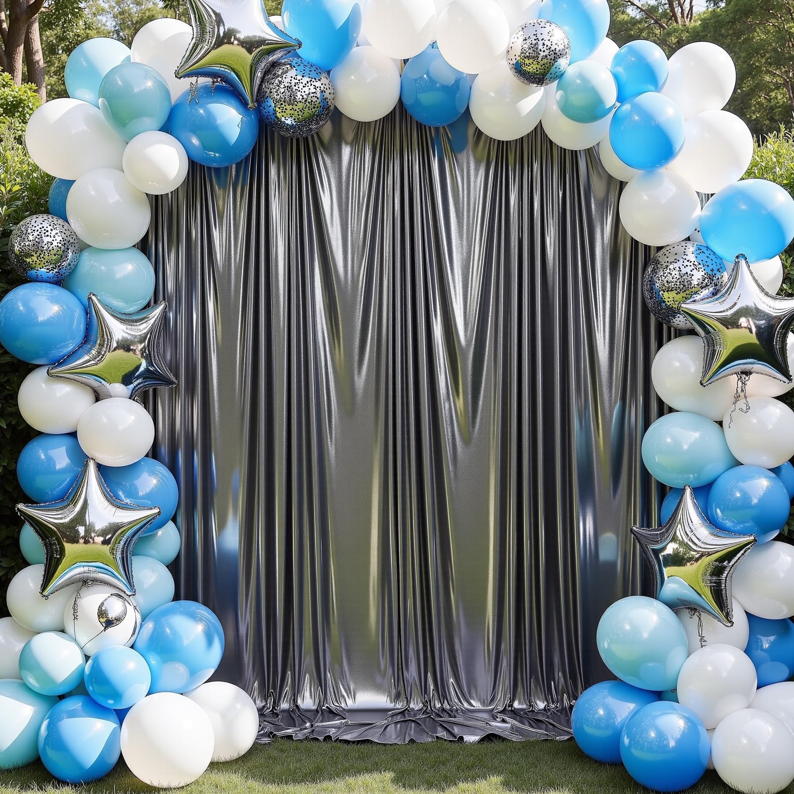 40×10 ft Wrinkle Free Black Silver 5ft(W)x10ft(H)_8 Panels,