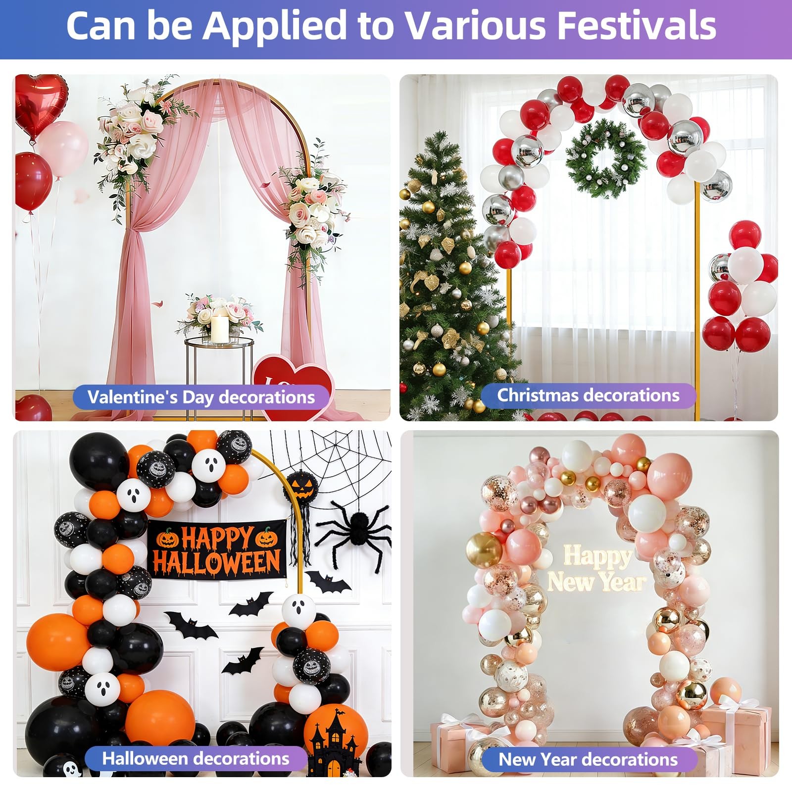 6.6FT Arch Backdrop Stand for Party, Ceremony, Metal Arch Frame with Ground S…