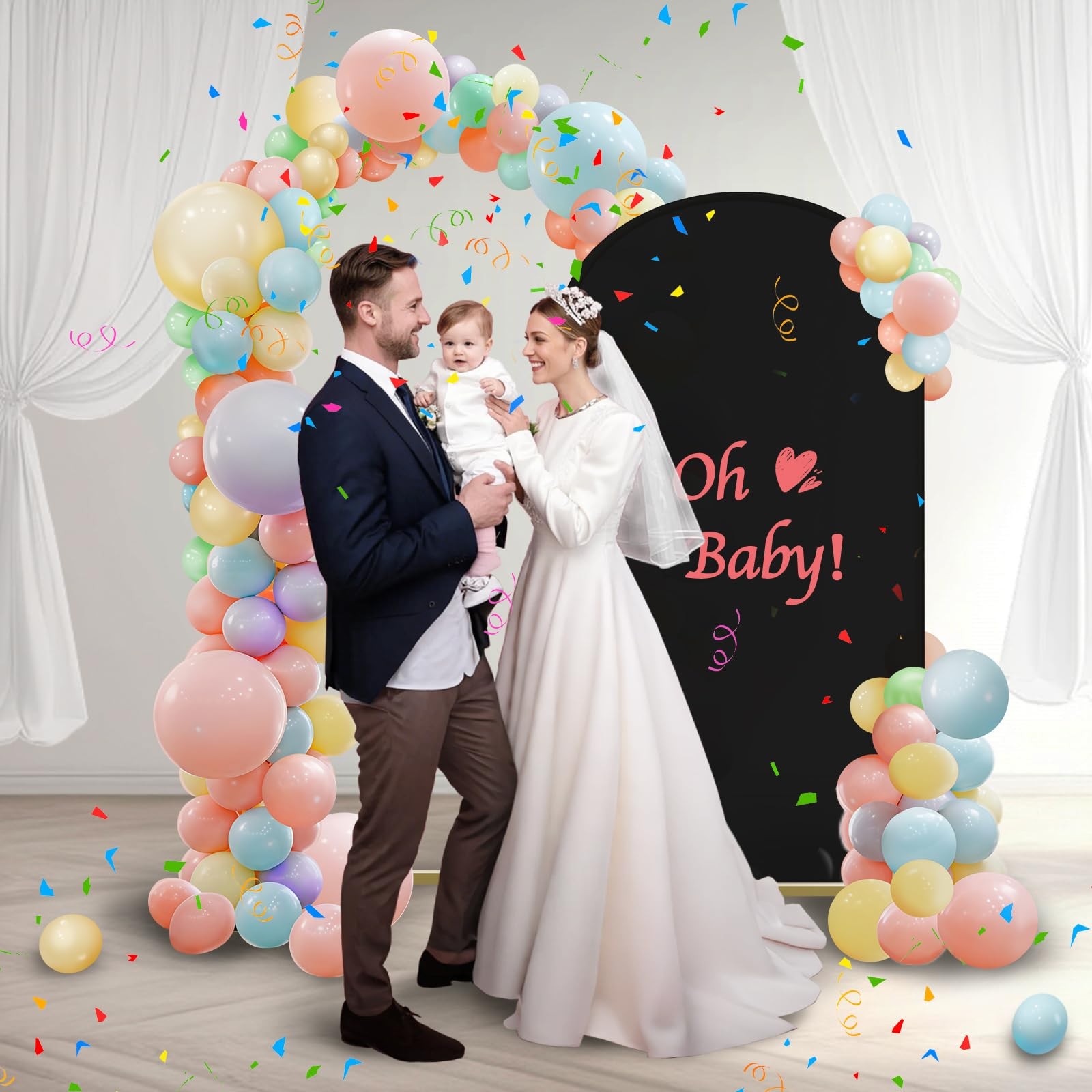 Wedding Arch Backdrop Stand and Arch Cover 6ft, Metal Arch Stand and Cover Se…