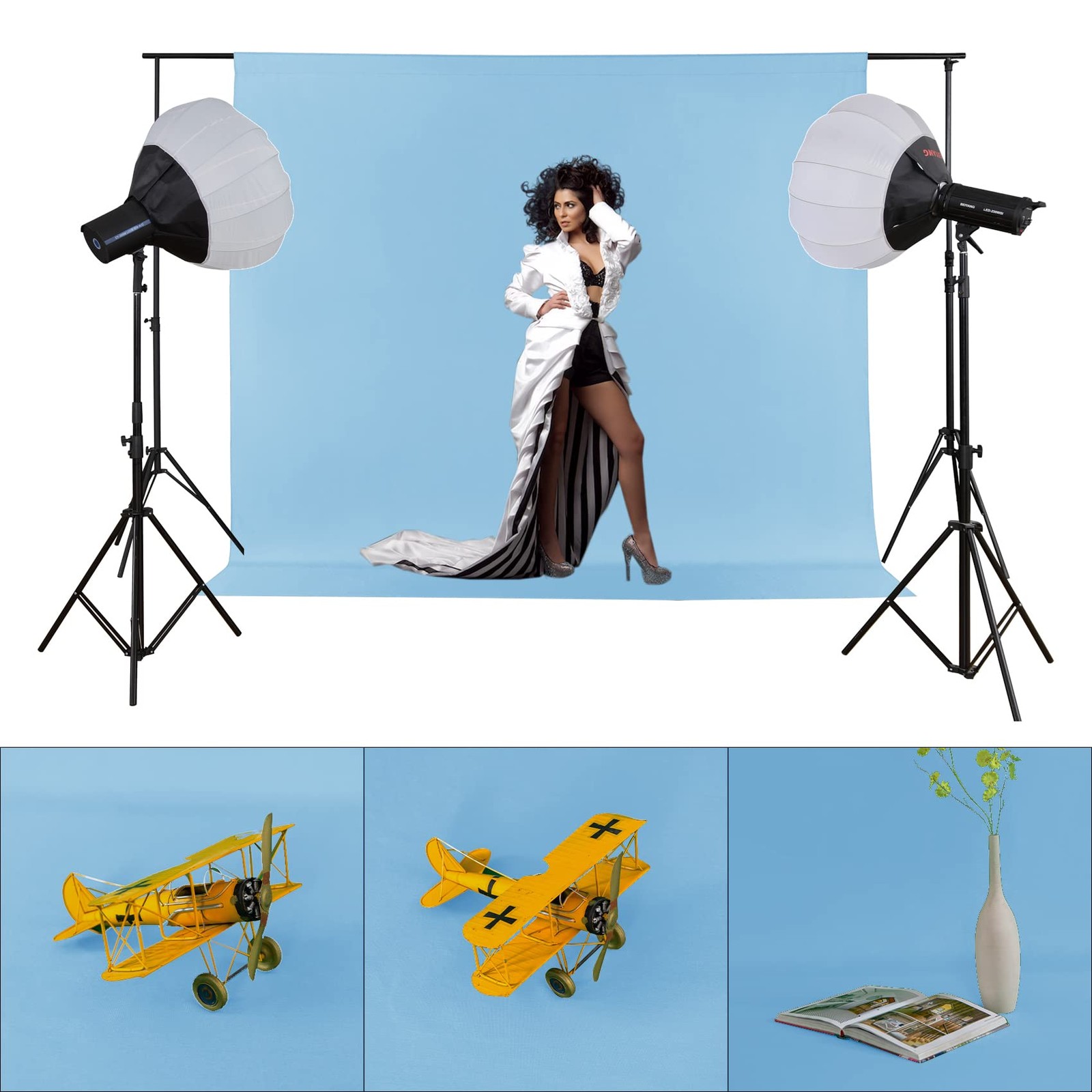 8X10 FT Light Blue Backdrop Background for Photography,Polyester Backdrop Cur…