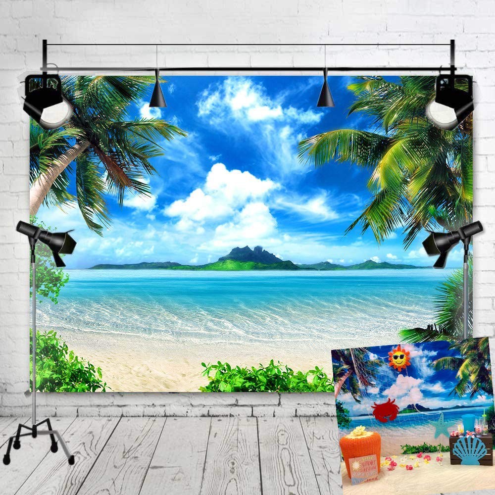 Summer Tropical Beac Photography Backdrops for Hawaii Luau Theme Pool Party