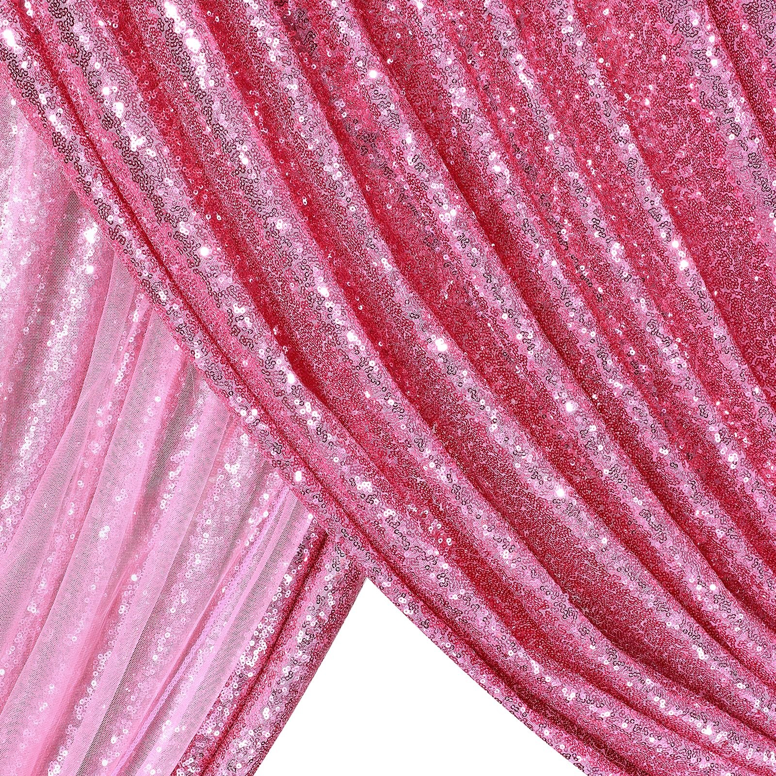 8×8 FT Blush Pink Sequin Backdrop Curtains Glitter Wedding Party Decor