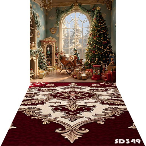 10’x20’CP Xmas Gifts Trees Scenic Microfiber Fabric background backdrop SD349