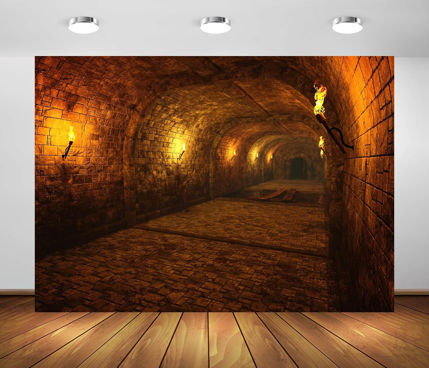 7X5Ft Fabric Medieval Castle Dungeon Backdrop Dark Underground Tunnel