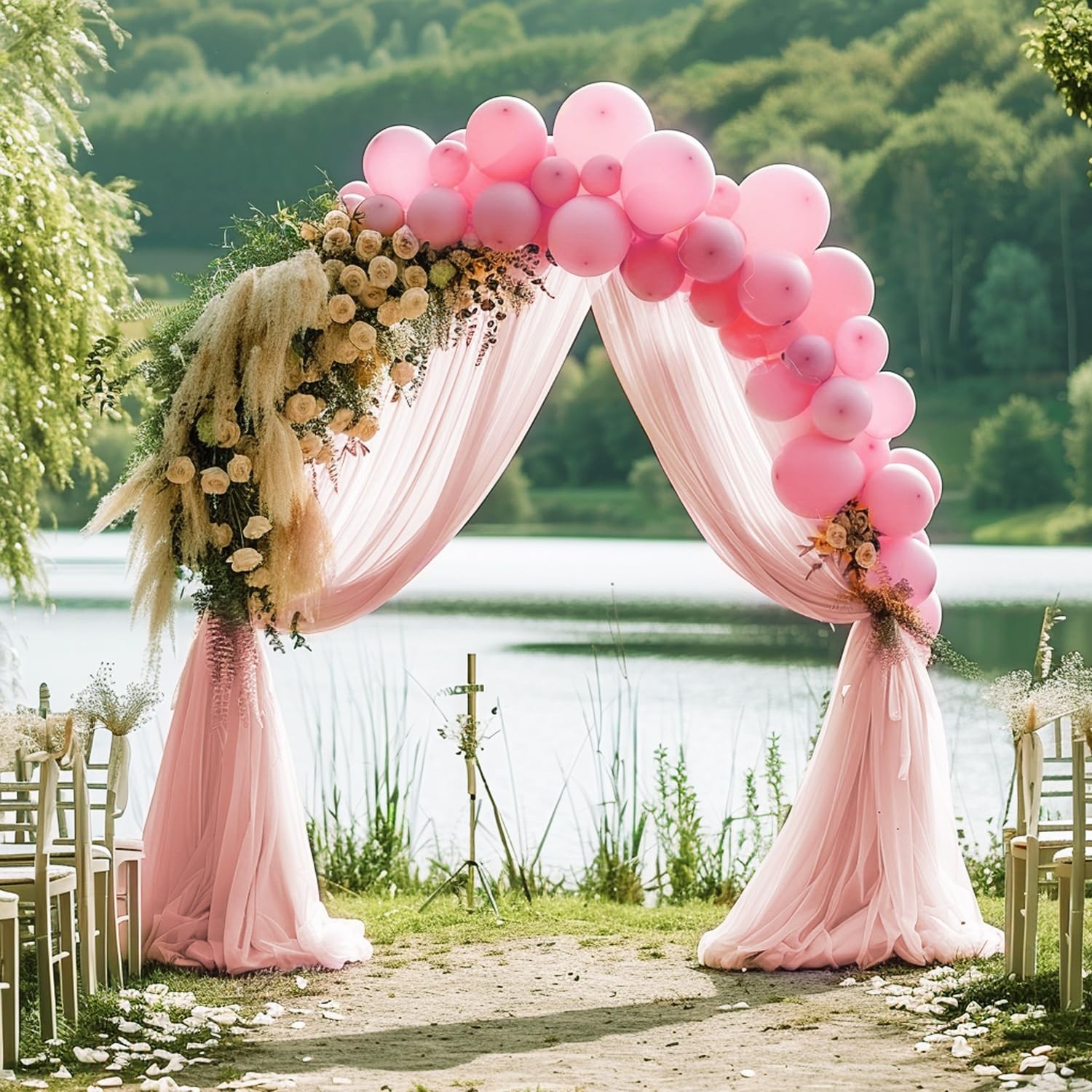 Wedding Arch Draping Fabric 28.7 Inch x 20 FT Blush Sheer Backdrop Decor