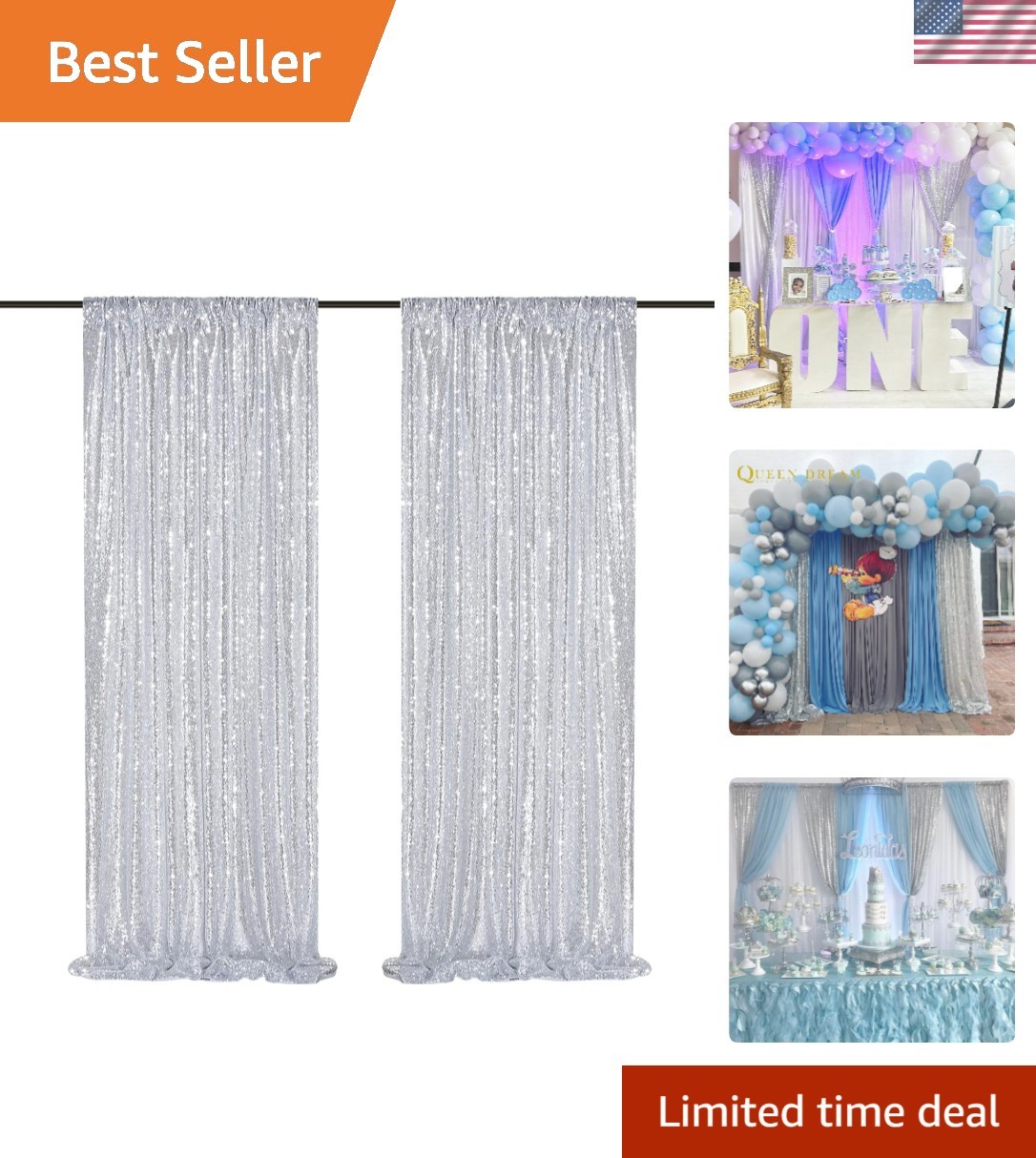 Lightweight Silver Sequin Backdrop Panels – Captivating Event Decor Solution