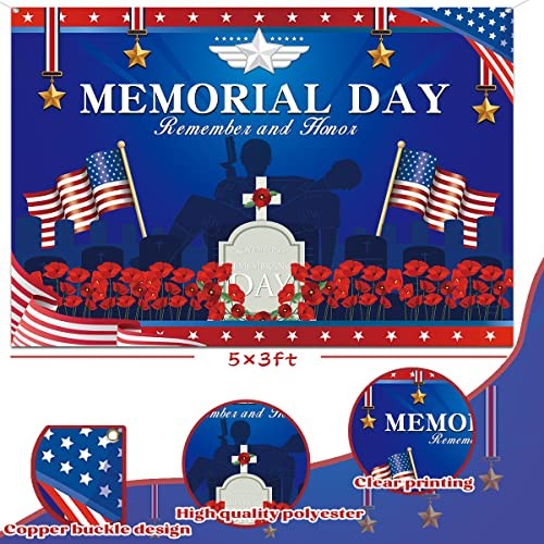Veterans Day Decorations – Memorial Day Background Banner Red and Blue banner