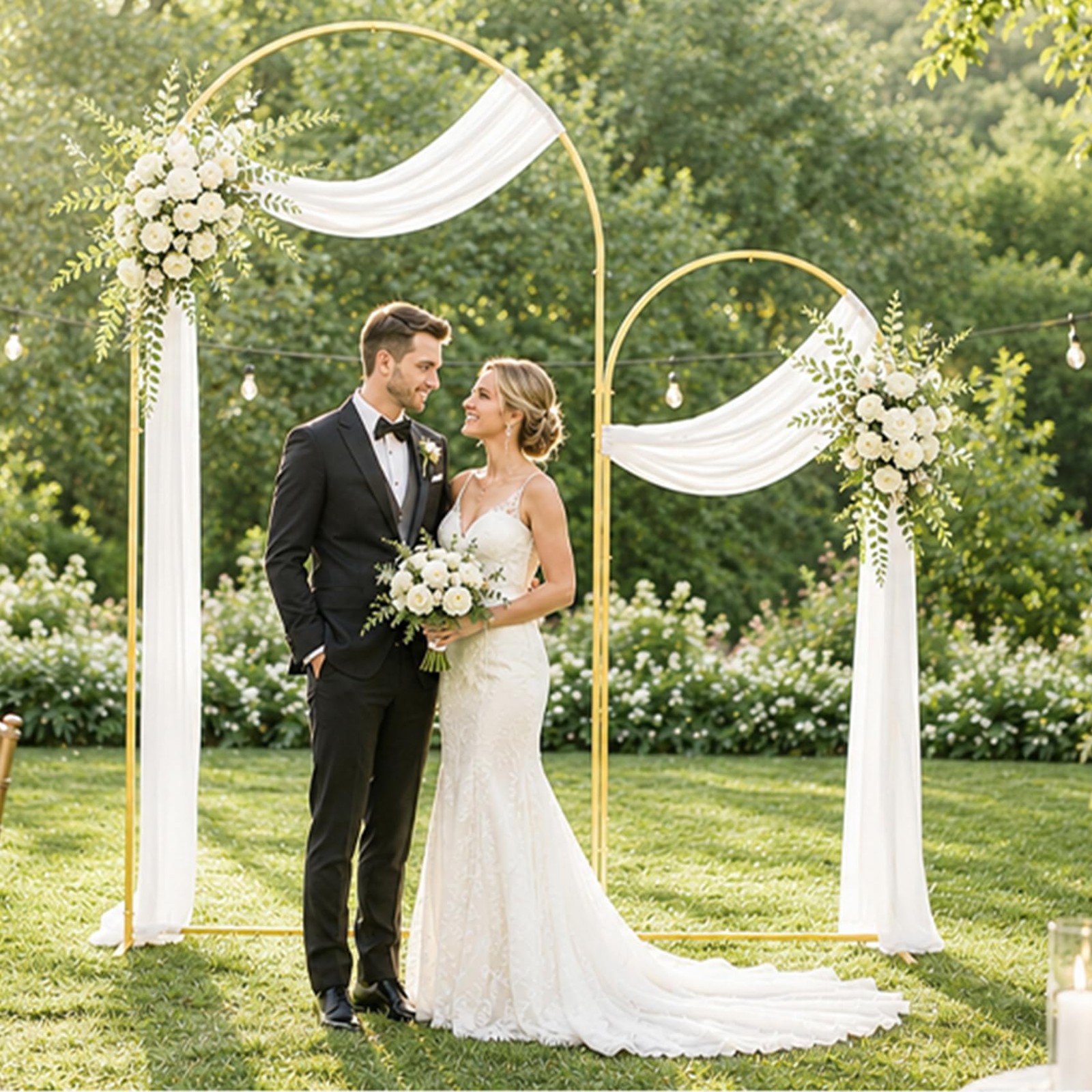 3 Pack Wedding Arch Backdrop Stand 4+5+6 FT, Small Metal Arch Frame with 3 Ba…