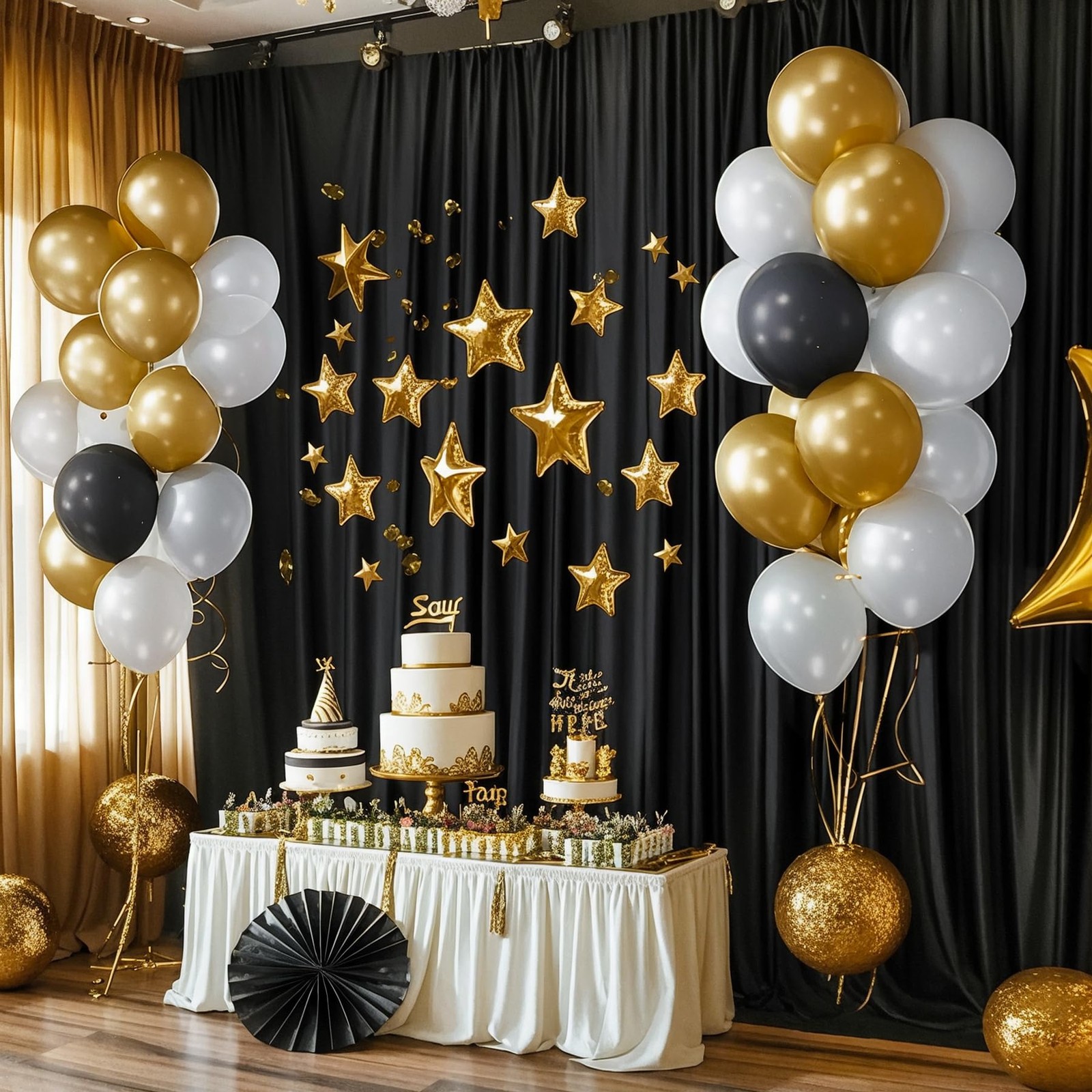 40x10FT Black Backdrop Curtains for Wedding W4′ x H10′(10 Panels),