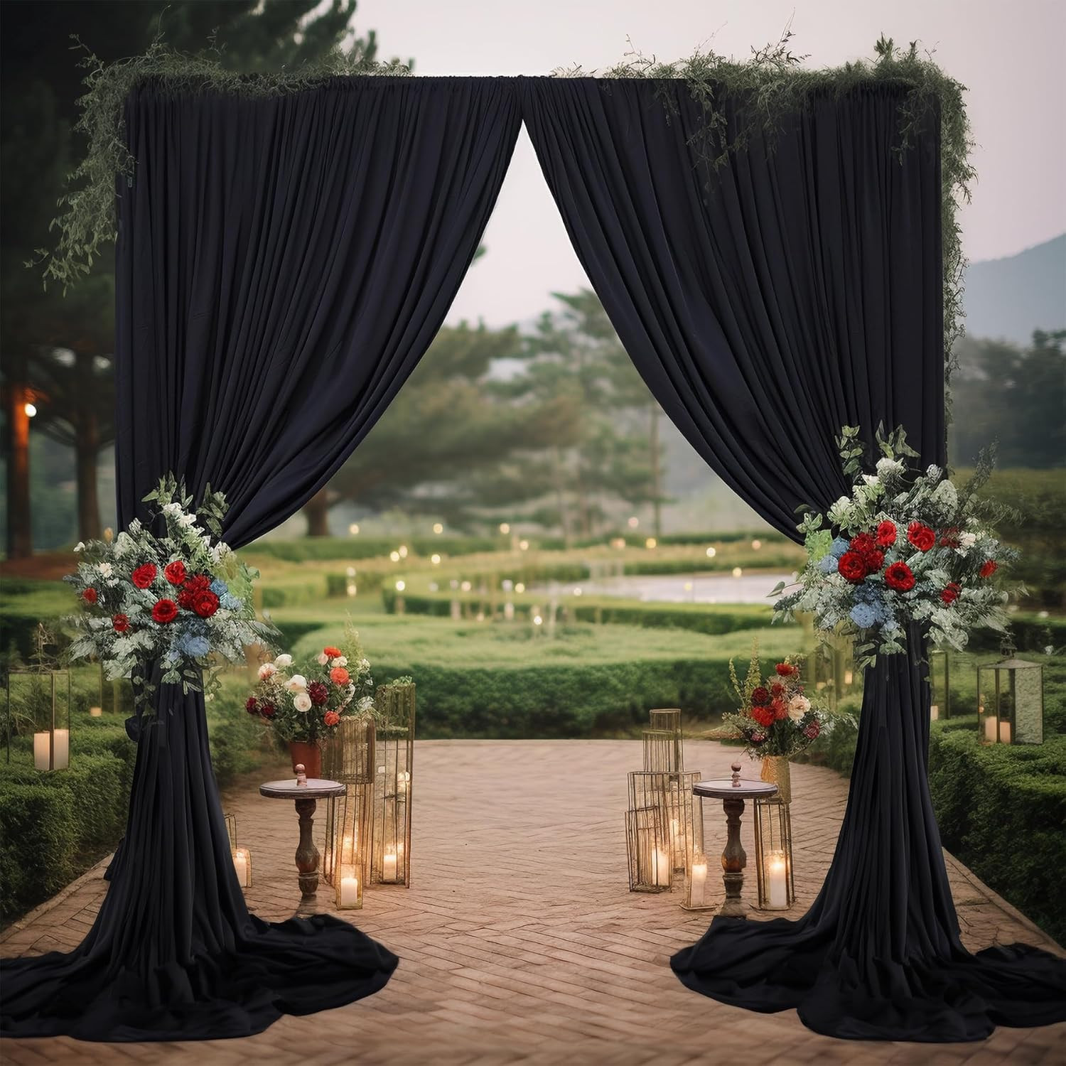 Wrinkle-Free Black Backdrop Curtain 30x10ft for Parties & Photography