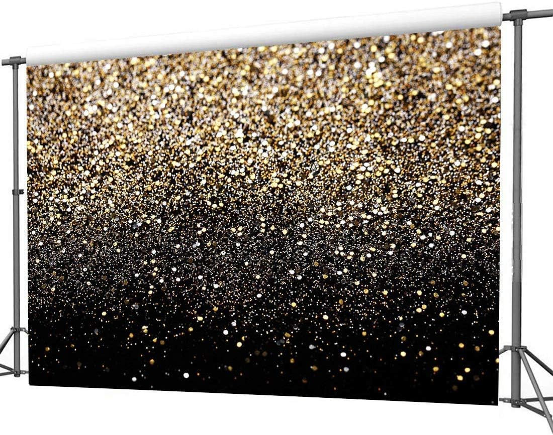 Black and Gold Vinyl Backdrop 12x10ft for Birthdays & Newborn Photography